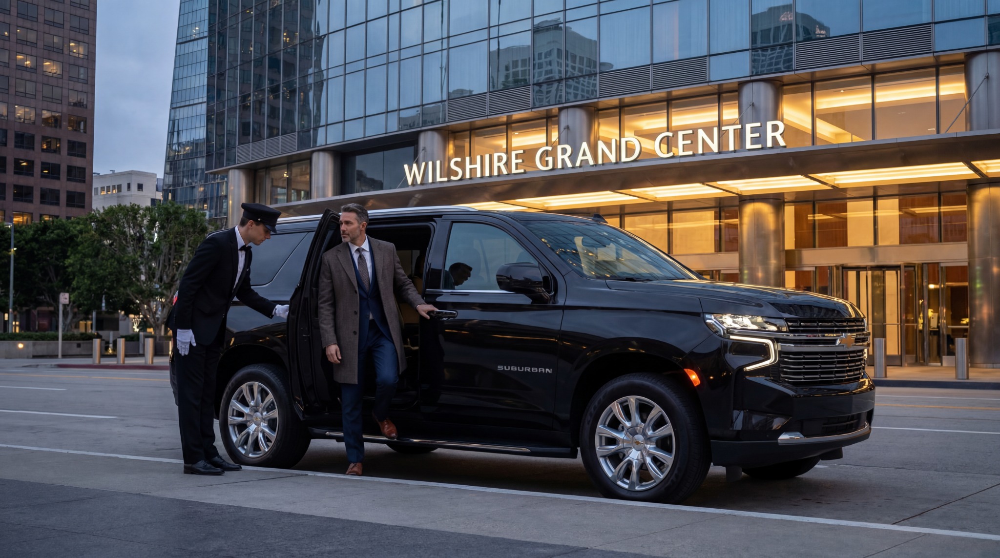 Business travelers and chauffeur service